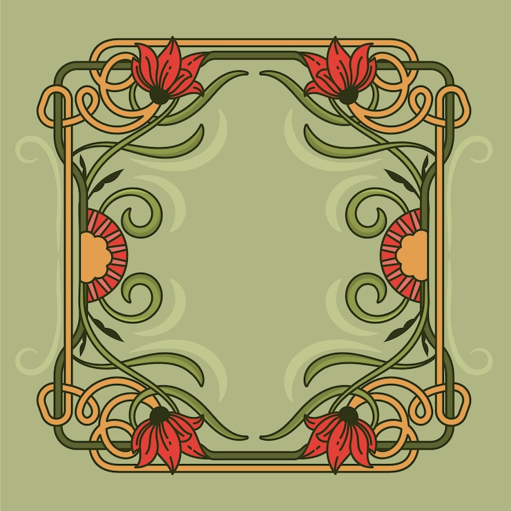 Vecteur gratuit conception de cadre art nouveau dessiné à la main