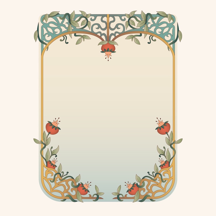Vecteur gratuit conception de cadre art nouveau dessiné à la main
