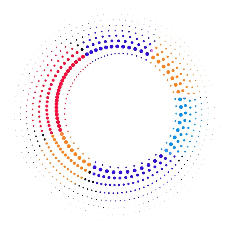 Vecteur gratuit conception de cadre à points circulaire et coloré en demi-ton