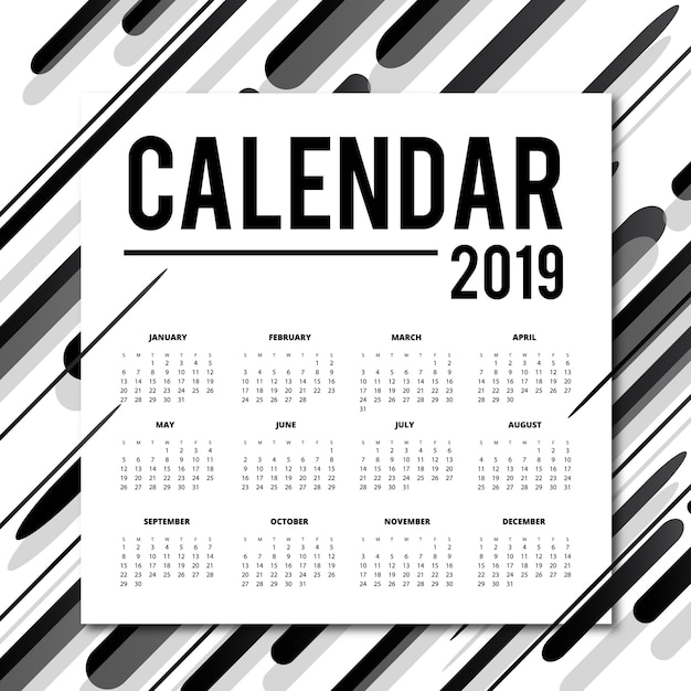 Vecteur gratuit conception de calendrier de vecteur 2019