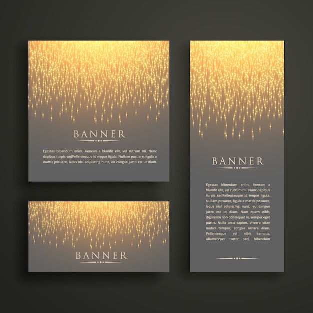Vecteur gratuit conception de carte de bannière lumineuse sparkle de luxe dans différentes tailles