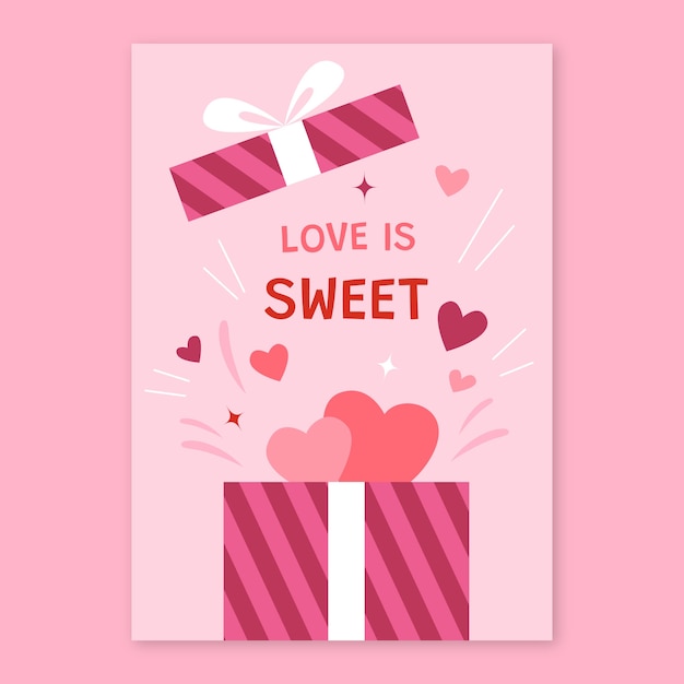 Vecteur gratuit conception de carte-cadeau happy valentine illustration plate