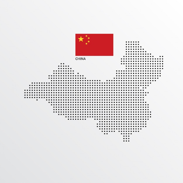 Conception de carte de Chine avec drapeau et vecteur de fond clair