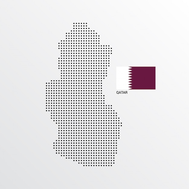 Vecteur gratuit conception de carte du qatar avec drapeau et vecteur de fond clair