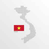 Vecteur gratuit conception de carte du vietnam avec le drapeau et le vecteur de fond clair