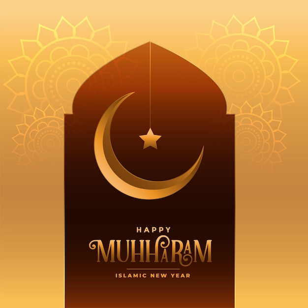 Vecteur gratuit conception de carte de fête traditionnelle de muharram heureux