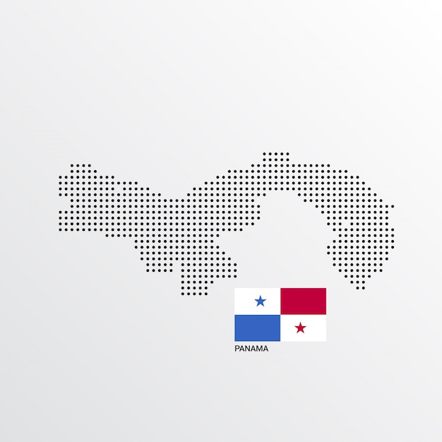 Vecteur gratuit conception de carte de panama avec drapeau et vecteur de fond clair