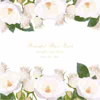 Vecteur gratuit conception de carte de roses blanches