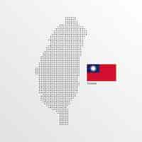 Vecteur gratuit conception de carte de taiwan avec drapeau et vecteur de fond clair