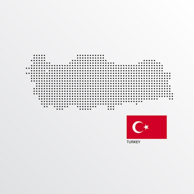 Vecteur gratuit conception de carte de turquie avec drapeau et vecteur de fond clair