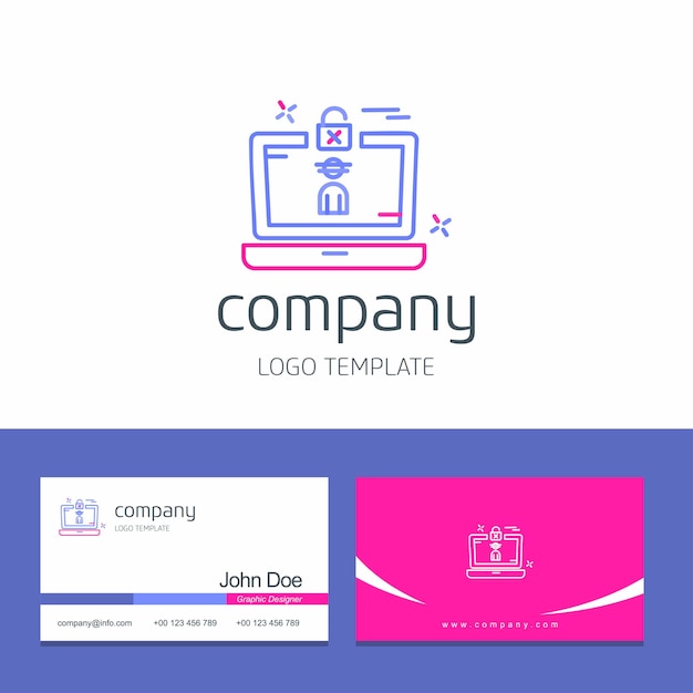 Conception De Carte De Visite Avec Vecteur De Conception De Logo Cybersécurité