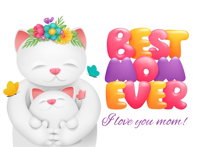 Conception De Cartes De Bonne Fete Des Meres Meilleur Titre De Maman Jamais Personnage Mignon De Dessin Anime Chat Blanc Avec Enfant Vecteur Premium Conception De Cartes De Bonne Fete Des Meres Meilleur Titre De Maman Jamais Personnage Mignon De Dessin Anime Chat Blanc Avec Enfant Vecteur Premium