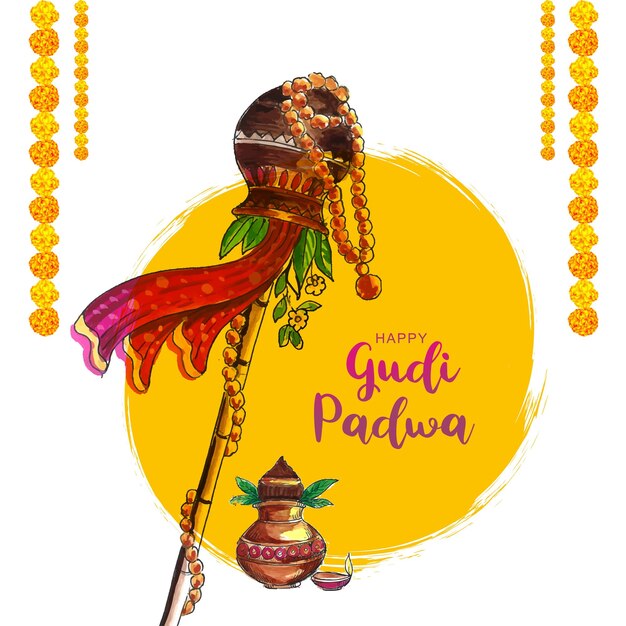 Conception de cartes de célébration occasion gudi padwa