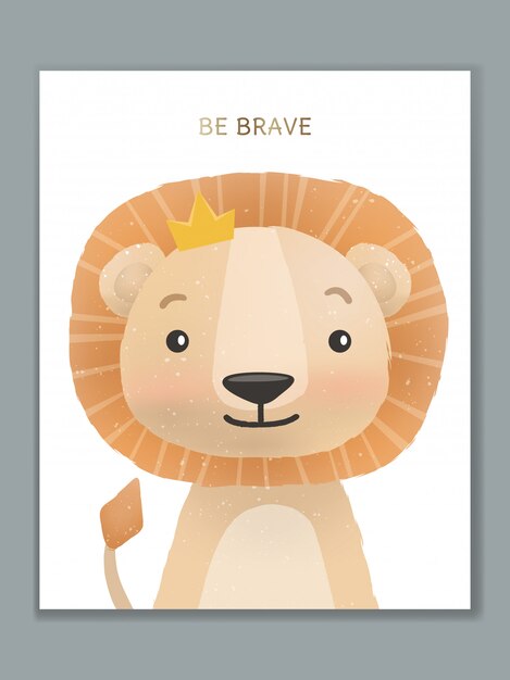 Carte D Anniversaire Avec Lion Vecteur Gratuite