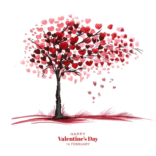 Conception de cartes de saint valentin arbre en forme de coeur magnifique