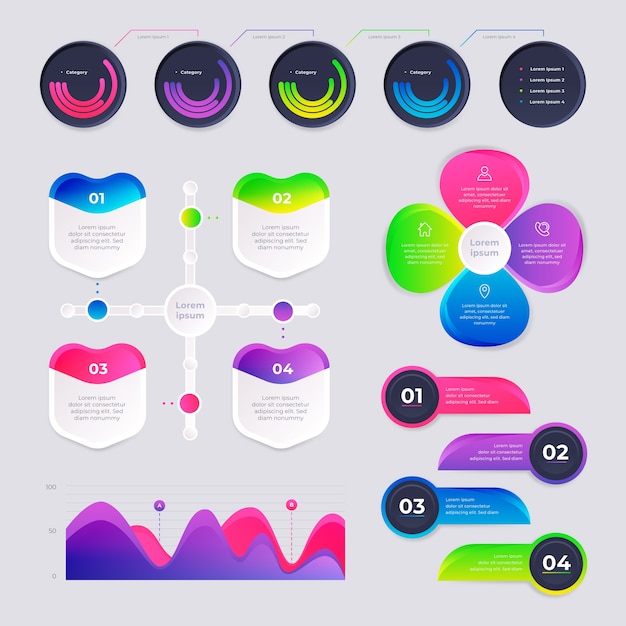 Conception de collection infographique dégradé