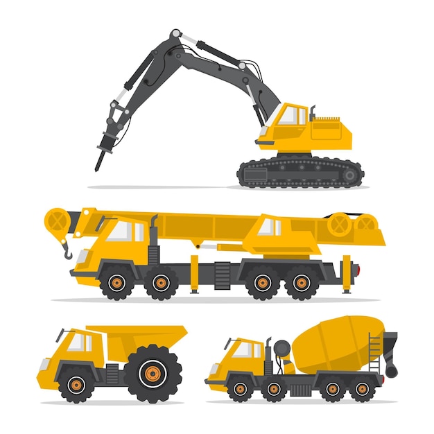 Conception De Collection De Machines De Construction