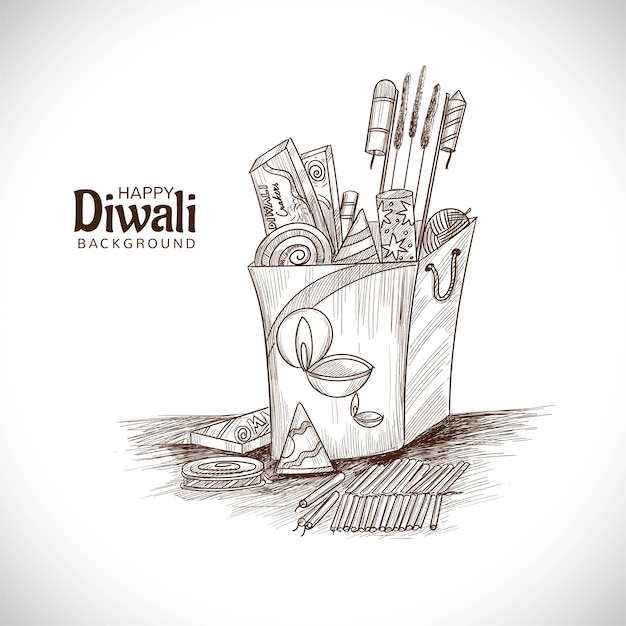 Conception De Croquis De Craquelins Diwali Dessinés à La Main