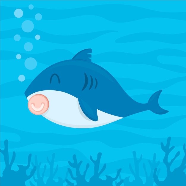 Vecteur gratuit conception de dessin animé mignon bébé requin