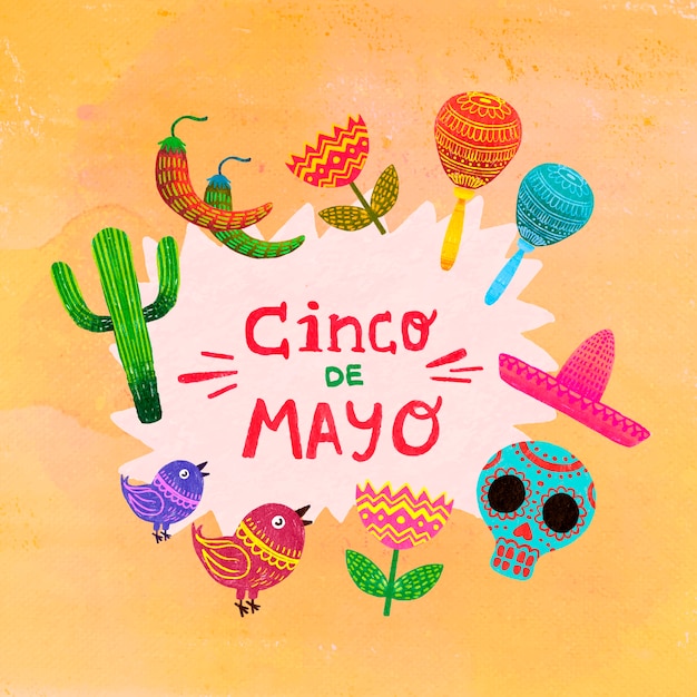 Conception Dessinée à La Main Cinco De Mayo