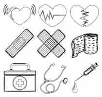 Vecteur gratuit conception doodle des différents outils médicaux