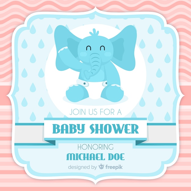 Vecteur gratuit conception de douche de bébé bleu pour garçon