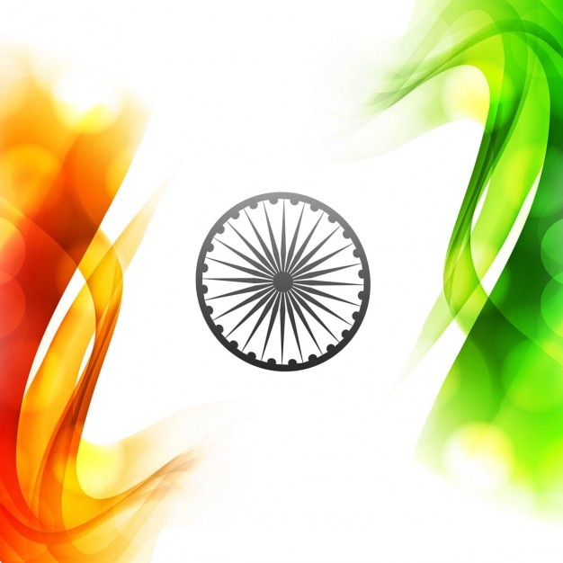 Vecteur gratuit conception de drapeau tricolore ondulés indienne