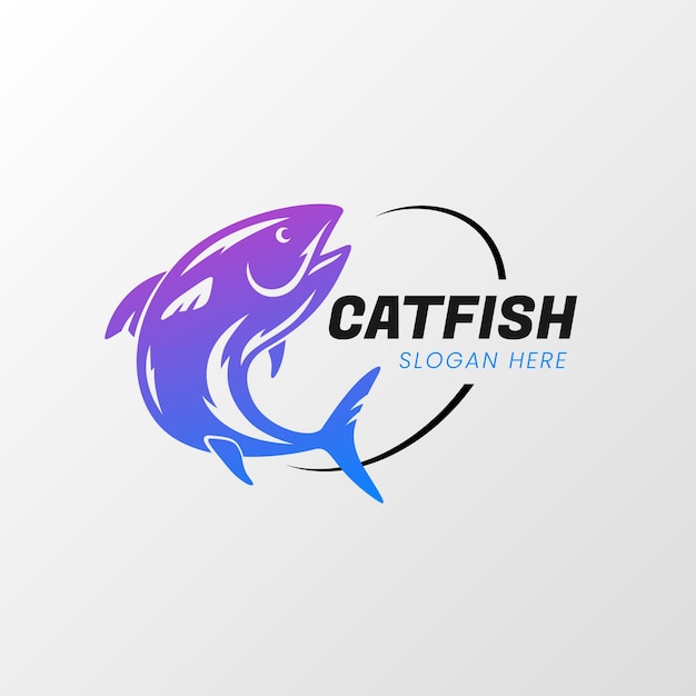 Vecteur gratuit conception du logo du poisson-chat en gradient