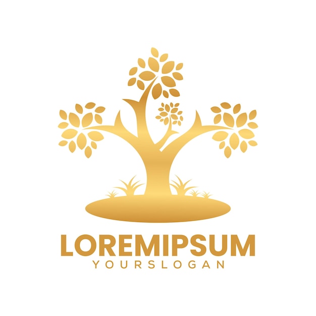 Vecteur gratuit conception du logo de l'icône d'arbre en or
