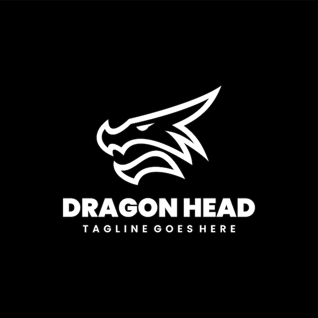 Vecteur gratuit conception du logo de la ligne de tête du dragon sans vecteur