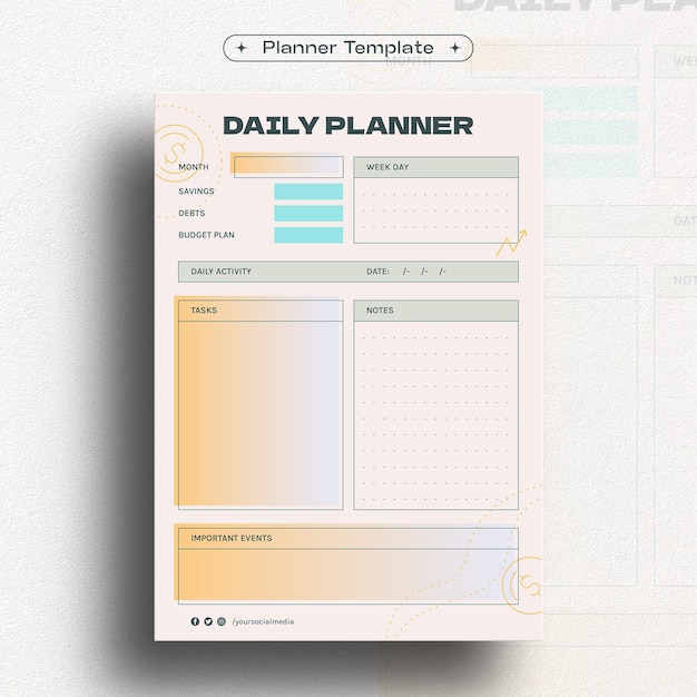 Vecteur gratuit conception du modèle de planificateur de budget en gradient