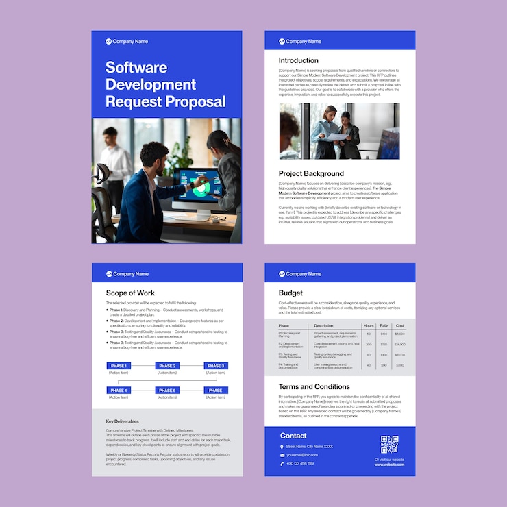 Vecteur gratuit conception du modèle de proposition de développement de logiciels