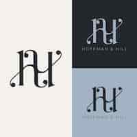Vecteur gratuit conception du monogramme du logo hh