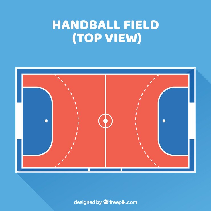Vecteur gratuit conception du terrain de handball vue de dessus