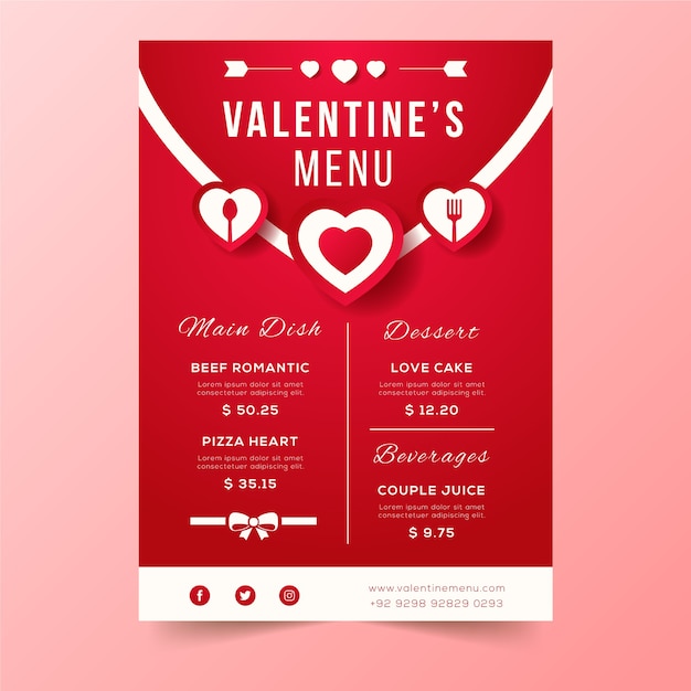 Conception D'enveloppe De Menu De La Saint-valentin