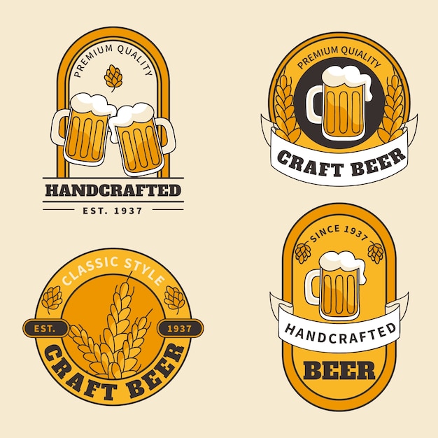 Vecteur gratuit conception d'étiquettes de bière design plat