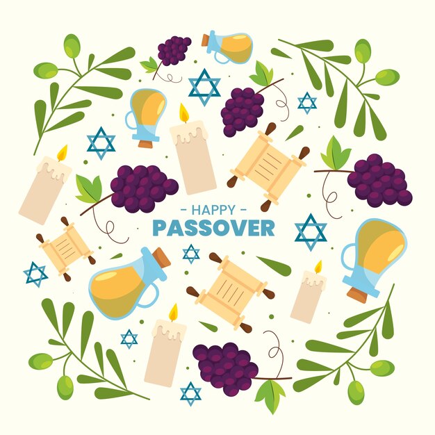 Conception d'événement pesach design plat d'éléments