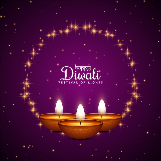 Vecteur gratuit conception de festival happy diwali de couleur violette