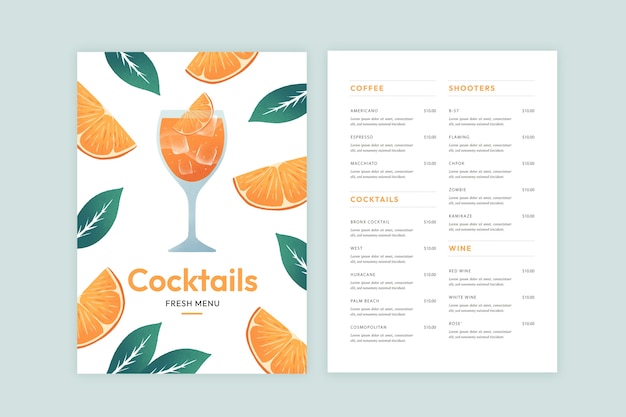 Vecteur gratuit conception de flyer cocktail design plat dessiné à la main