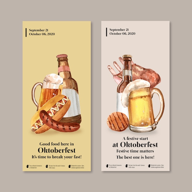 Vecteur gratuit conception de flyer avec concept oktoberfest, bière et aliments