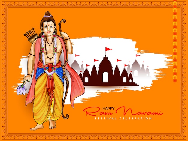 Vecteur gratuit la conception de fond du festival traditionnel indien happy shree ram navami