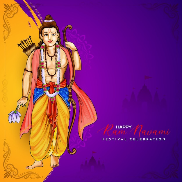 Vecteur gratuit la conception de fond du festival traditionnel indien happy shree ram navami