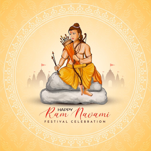 Vecteur gratuit la conception de fond du festival traditionnel indien happy shree ram navami