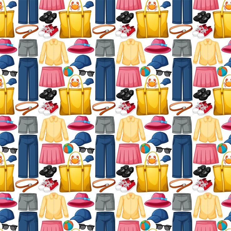 Vecteur gratuit conception de fond sans couture avec thème de tissu sur fond blanc