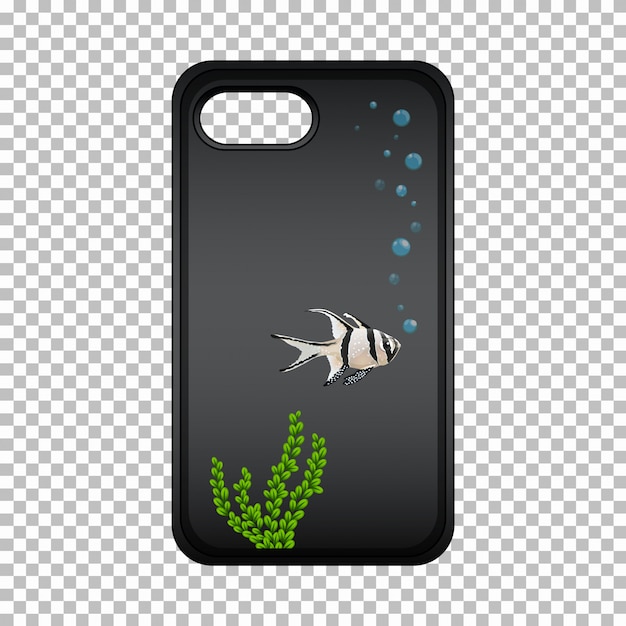 Vecteur gratuit conception graphique sur le cas de téléphone portable avec du poisson mignon