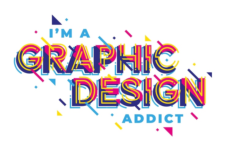 Vecteur gratuit conception graphique lettrage géométrique addict
