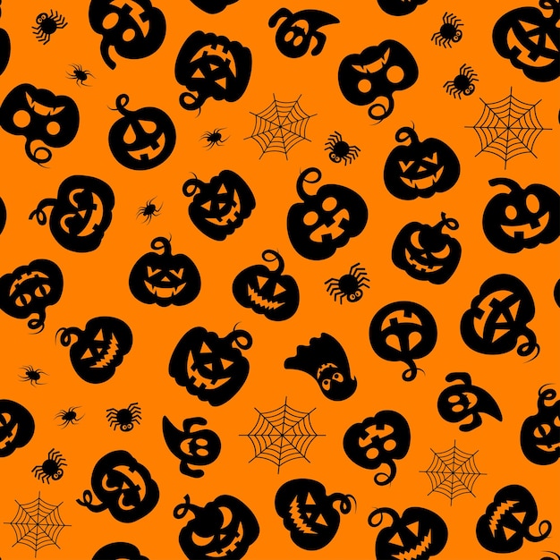 Conception D'halloween Symboles D'halloween Citrouille D'araignée Fantôme En Style Cartoon Illustration Vectorielle Vecteur Premium