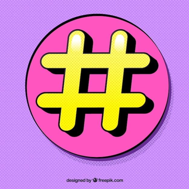 Conception de hashtag pourpre et jaune