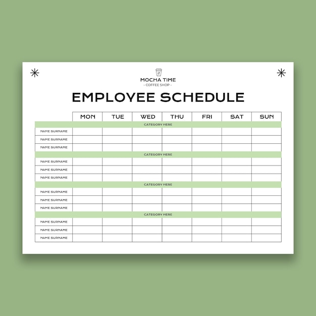 Conception D'horaires De Café