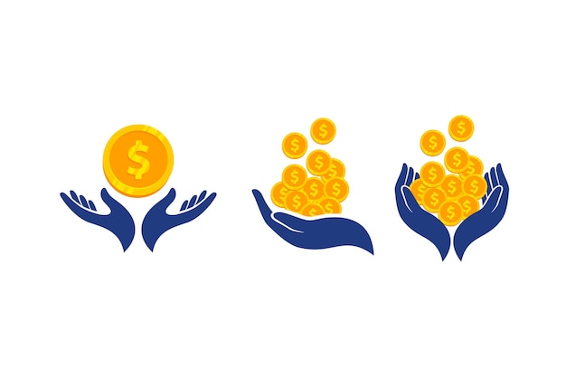 Conception D'icône De Logo De Vecteur D'argent De Main. Gagner De L'argent Symbole D'icône Vecteur Premium